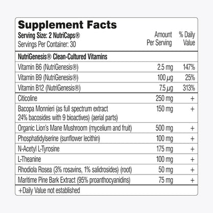 Mind Lab Pro® MLP® v4 Universal Nootropic™ Brain Booster Supplement for Focus, Memory, Clarity, Energy - 60-Count - Plant-Based, Naturally Sourced Memory Vitamins for Better Brain Health