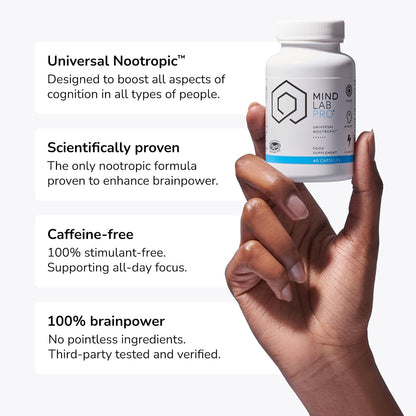 Mind Lab Pro® MLP® v4 Universal Nootropic™ Brain Booster Supplement for Focus, Memory, Clarity, Energy - 60-Count - Plant-Based, Naturally Sourced Memory Vitamins for Better Brain Health