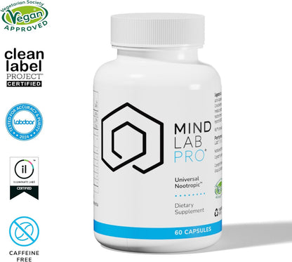 Mind Lab Pro® MLP® v4 Universal Nootropic™ Brain Booster Supplement for Focus, Memory, Clarity, Energy - 60-Count - Plant-Based, Naturally Sourced Memory Vitamins for Better Brain Health